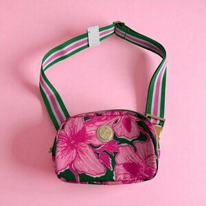 New Lilly Pulitzer Pink Belt Bag Pink Green Floral Crossbody